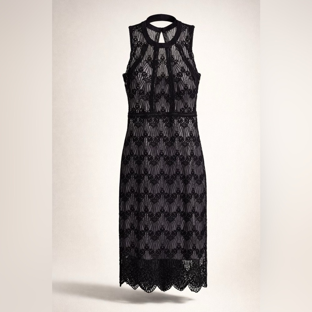 Guess Black Lace Midi Dress